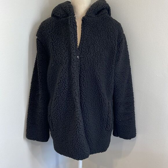 Plush Long Sleeve Sherpa Hooded Jacket with pockets - Picture 3 of 6